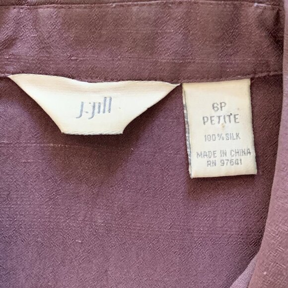 J. Jill Silk Button Front/Peplum Back Jacket Top Sz 6P Mauve 98E - Picture 6 of 7